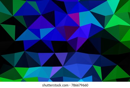 Dark Multicolor, Rainbow vector low poly background. A vague abstract illustration with gradient. A completely new template for your business design.