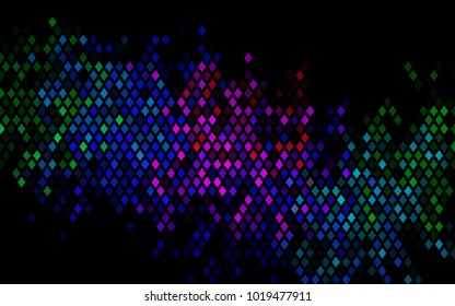 Dark Multicolor, Rainbow vector modern geometrical background. Abstract template. Geometric pattern in square style with gradient.