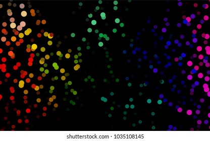 Dark Multicolor, Rainbow vector modern geometrical circle abstract background. Dotted texture template. Geometric pattern in halftone style with gradient. 