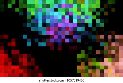Dark Multicolor, Rainbow vector modern geometrical background. Abstract template. Geometric pattern in square style with gradient.