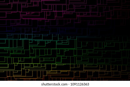 Dark Multicolor, Rainbow vector modern geometrical background. Abstract template. Geometric pattern in square style with gradient.