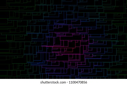 Dark Multicolor, Rainbow vector modern geometrical background. Abstract template. Geometric pattern in square style with gradient.