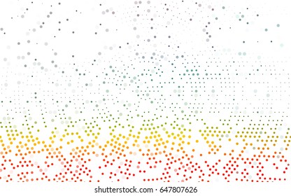 Dark Multicolor, Rainbow vector modern geometrical circle abstract background. Dotted texture template. Geometric pattern in halftone style with gradient. 