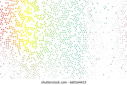 Dark Multicolor, Rainbow vector modern geometrical circle abstract background. Dotted texture template. Geometric pattern in halftone style with gradient. 