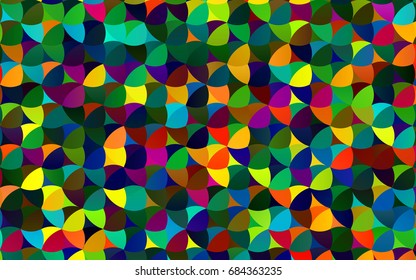 Dark Multicolor, Rainbow vector modern geometrical circle abstract background. Dotted texture template. Geometric pattern in halftone style with gradient. 