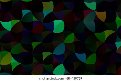 Dark Multicolor, Rainbow vector modern geometrical circle abstract background. Dotted texture template. Geometric pattern in halftone style with gradient. 