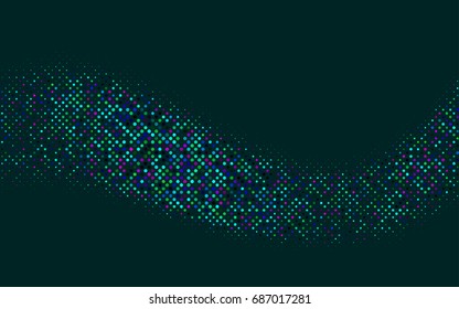Dark Multicolor, Rainbow vector modern geometrical circle abstract background. Dotted texture template. Geometric pattern in halftone style with gradient. 