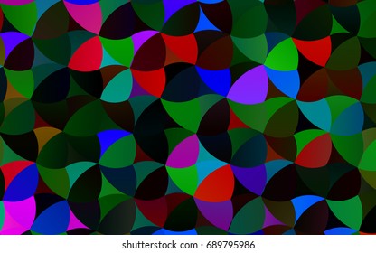 Dark Multicolor, Rainbow vector modern geometrical circle abstract background. Dotted texture template. Geometric pattern in halftone style with gradient. 