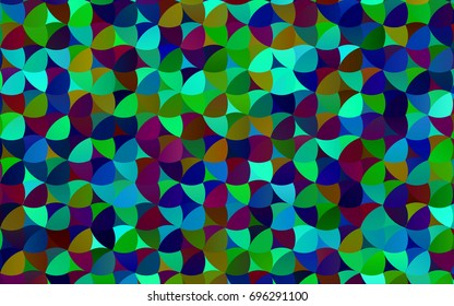 Dark Multicolor, Rainbow vector modern geometrical circle abstract background. Dotted texture template. Geometric pattern in halftone style with gradient. 