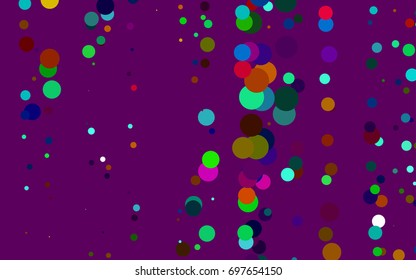 Dark Multicolor, Rainbow vector modern geometrical circle abstract background. Dotted texture template. Geometric pattern in halftone style with gradient. 