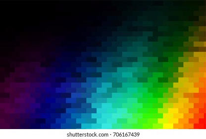 Dark Multicolor, Rainbow vector modern geometrical background. Abstract template. Geometric pattern in square style with gradient.