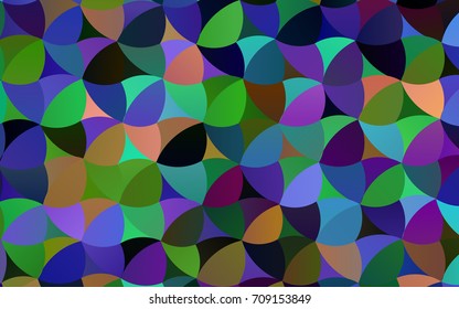 Dark Multicolor, Rainbow vector modern geometrical circle abstract background. Dotted texture template. Geometric pattern in halftone style with gradient. 