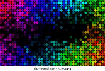 Dark Multicolor, Rainbow vector modern geometrical circle abstract background. Dotted texture template. Geometric pattern in halftone style with gradient. 