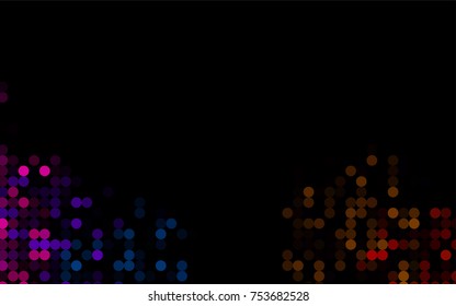 Dark Multicolor, Rainbow vector modern geometrical circle abstract background. Dotted texture template. Geometric pattern in halftone style with gradient. 