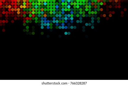 Dark Multicolor, Rainbow vector modern geometrical circle abstract background. Dotted texture template. Geometric pattern in halftone style with gradient. 