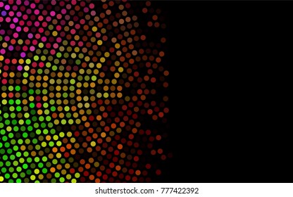 Dark Multicolor, Rainbow Vector Modern Geometrical Circle Abstract Background. Dotted Texture Template. Geometric Pattern In Halftone Style With Gradient. 