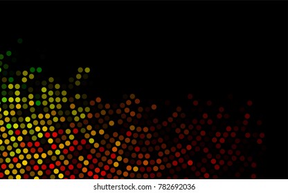 Dark Multicolor, Rainbow vector modern geometrical circle abstract background. Dotted texture template. Geometric pattern in halftone style with gradient. 
