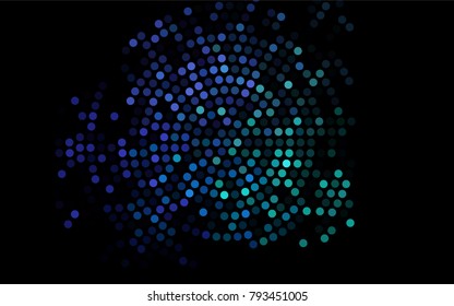 Dark Multicolor, Rainbow vector modern geometrical circle abstract background. Dotted texture template. Geometric pattern in halftone style with gradient. 