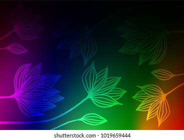 Dark Multicolor, Rainbow vector natural elegant background. Modern geometrical abstract illustration with doodles. The pattern can be used for wallpapers and coloring books.
