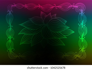 Dark Multicolor, Rainbow vector natural abstract texture. A vague abstract illustration with doodles in Indian style. The elegant pattern can be used as a part of a brand book.