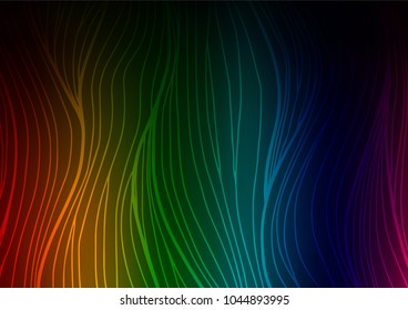 Dark Multicolor, Rainbow vector natural abstract background. Colorful abstract illustration with lines in Asian style. The best blurred design for your business.