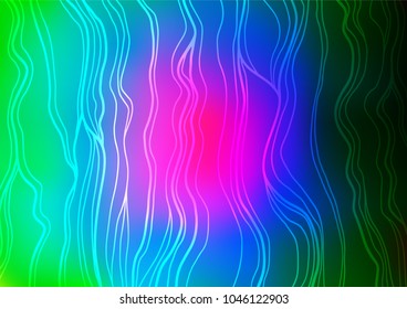 Dark Multicolor, Rainbow vector natural abstract pattern. Colorful abstract illustration with lines in Asian style. Hand painted design for web, leaflet, textile.