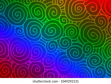 Dark Multicolor, Rainbow vector natural elegant template. Colorful abstract illustration with lines in Asian style. The template can be used as a background for cell phones.