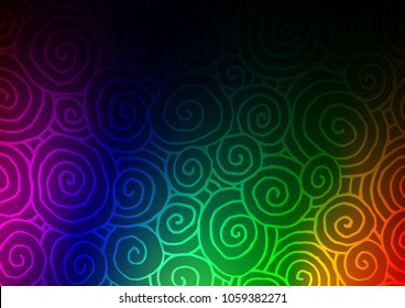 Dark Multicolor, Rainbow vector natural elegant template. Decorative shining illustration with doodles on abstract template. The pattern can be used for wallpapers and coloring books.