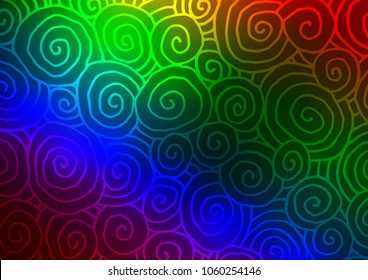 Dark Multicolor, Rainbow vector natural abstract pattern. Modern geometrical abstract illustration with doodles. The pattern can be used for coloring books and pages for kids.