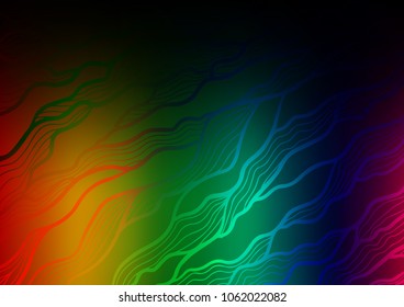 Dark Multicolor, Rainbow vector natural elegant pattern. Colorful abstract illustration with lines in Asian style. Hand painted design for web, leaflet, textile.