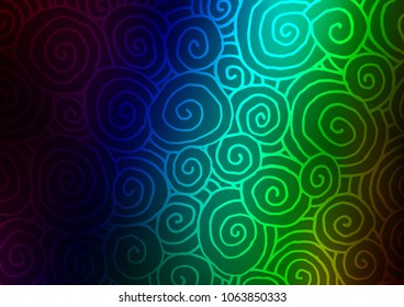 Dark Multicolor, Rainbow vector natural abstract background. Shining colored illustration with doodles in Zen tangle style. The pattern can be used for wallpapers and coloring books.