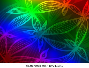 Dark Multicolor, Rainbow vector natural elegant background. Shining colored illustration with doodles in Zen tangle style. The doodle design can be used for your web site.