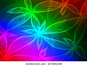 Dark Multicolor, Rainbow vector natural abstract background. Doodles on blurred abstract background with gradient. A completely new template for your business design.