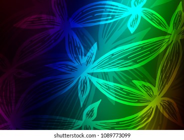 Dark Multicolor, Rainbow vector natural abstract template. Doodles on blurred abstract background with gradient. The textured pattern can be used for website.