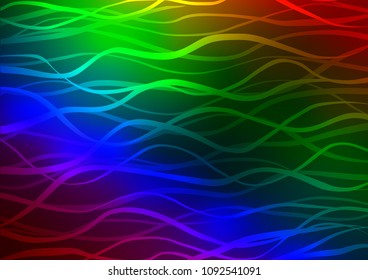 Dark Multicolor, Rainbow vector natural elegant pattern. Colorful abstract illustration with lines in Asian style. Brand-new design for your business.