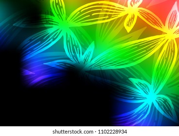 Dark Multicolor, Rainbow vector natural abstract pattern. A vague abstract illustration with doodles in Indian style. The textured pattern can be used for website.