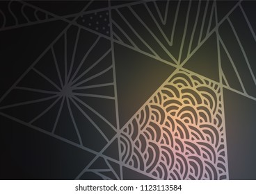 Dark Multicolor, Rainbow vector natural elegant template. Creative illustration in blurred style with doodles and Zen tangles. The pattern can be used for coloring books and pages for kids.