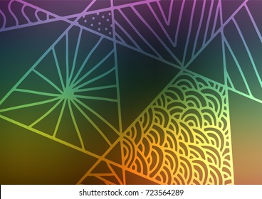 Dark Multicolor, Rainbow vector natural elegant texture. Colorful illustration in abstract style with doodles and Zen tangles. The template can be used as a background for cell phones.