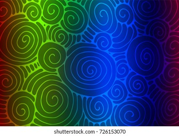 Dark Multicolor, Rainbow vector natural elegant pattern. A vague abstract illustration with doodles in Indian style. Hand painted design for web, leaflet, textile.