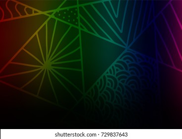 Dark Multicolor, Rainbow vector natural abstract template. Colorful illustration in abstract style with doodles and Zen tangles. A completely new template for your business design.