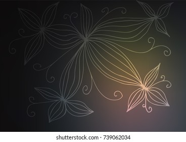 Dark Multicolor, Rainbow vector natural abstract pattern. Doodles on blurred abstract background with gradient. The elegant pattern can be used as a part of a brand book.