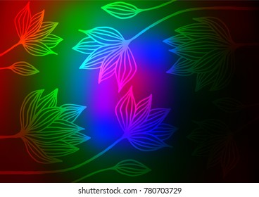 Dark Multicolor, Rainbow vector natural elegant texture. Doodles on blurred abstract background with gradient. Hand painted design for web, wrapping, wallpaper.