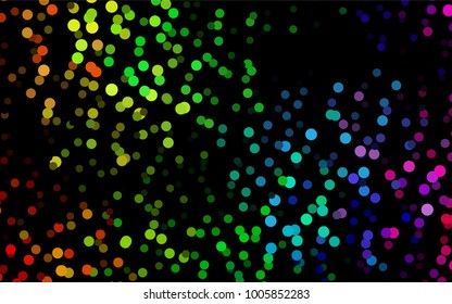 Dark Multicolor, Rainbow vector pattern with colored spheres. Geometric sample of repeating circles on white background in halftone style.