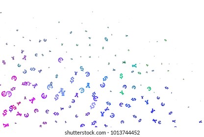 Dark Multicolor, Rainbow vector pattern with Euro, Dollar, Yen. Illustration with EUR, USD, JPY signs on white template. The pattern can be used for ad, booklets, leaflets of banks.