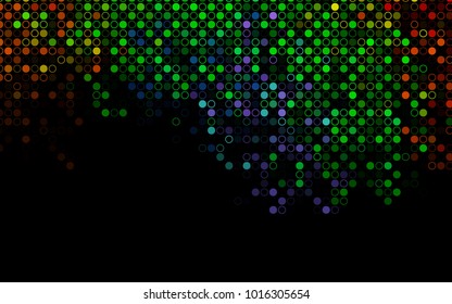 Dark Multicolor, Rainbow vector  pattern with spheres. Glitter abstract illustration with blurred drops of rain. Beautiful design for your business natural advert.