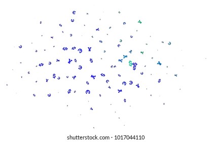 Dark Multicolor, Rainbow vector pattern with Euro, Dollar, Yen. Blurred design in with symbols of EUR, USD, JPY. The pattern can be used as ads, poster, banner for payments.