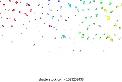 Dark Multicolor, Rainbow vector pattern with Euro, Dollar, Yen. Modern abstract illustration with symbols of money. The pattern can be used for financial, investment websites.