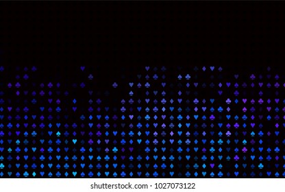 Dark Multicolor, Rainbow vector pattern with symbol of cards. Colorful gradient with signs of hearts, spades, clubs, diamonds. Design for ad, poster, banner of gambling websites.