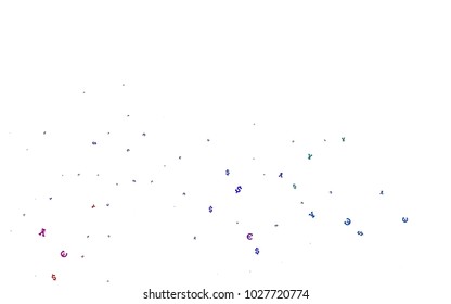 Dark Multicolor, Rainbow vector pattern with Euro, Dollar, Yen. Illustration with EUR, USD, JPY signs on white template. Smart design for your business advert of economic, wealth.