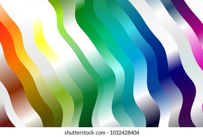Dark Multicolor, Rainbow vector pattern with bent ribbons. Shining illustration, which consist of blurred lines, circles. Brand-new design for your ads, poster, banner.